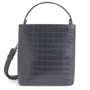 AOTA Elena Bag Black Faux Croc Leather Handbag Purse